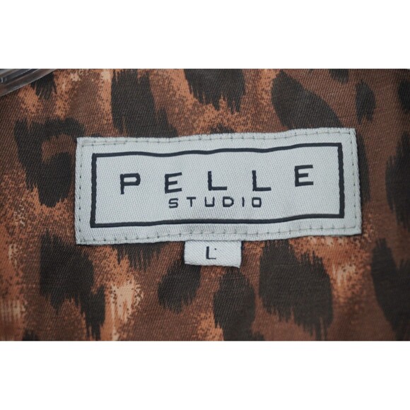 Pelle Studio Leopard Print Belted Women's Trench Coat Double Breasted Sz L - Picture 5 of 9